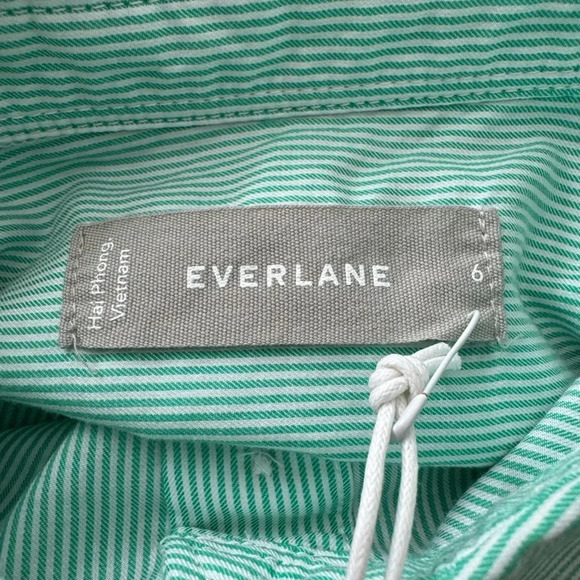 Everlane Classic Preppy Button Down Pinstripe top Size 6 Mint Green Cotton - Picture 5 of 10